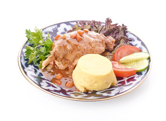 Roasted duck leg with red cabbage