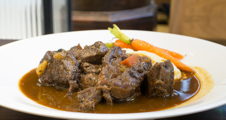 Beef Stew with red vine, carrots and potatoes