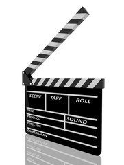 Fototapeta premium Clapper board on white background