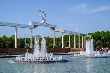 The fountains in the center of Tashkent on independence square