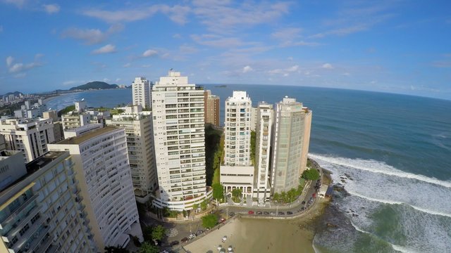 Aerial View of famous Beach in Brazilian Coastline 