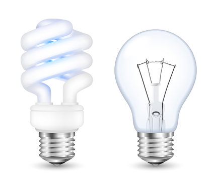 Fluorescent energy saving and incandescent light bulbs