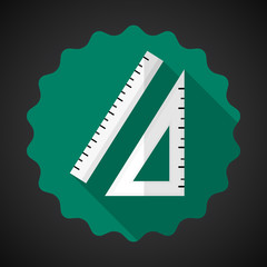 Designer Drawing Item Ruler  Flat Vector Icon with long shadow