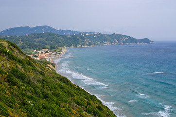 Fototapeta premium Typical bay with little town Arillas - Corfu, Greece