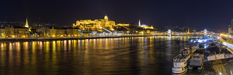 Fototapeta na wymiar Palace and Danube during the night - Budapest, Hungary