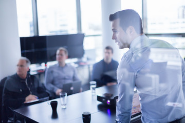 Business presentation on corporate meeting.