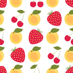 Seamless colorful background made of fruits and berries 