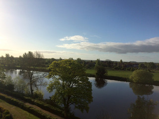 Early spring morning over the river Trent with mirroring effect