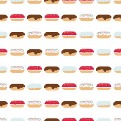 Seamless colorful background made of  donut in flat design