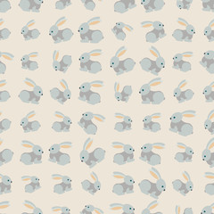Seamless colorful background made of rabbits  in flat design