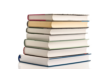 Stack Of Used Books on White Background