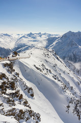 Fototapeta na wymiar Snowy top of mountains in Austria (Solden). Alps