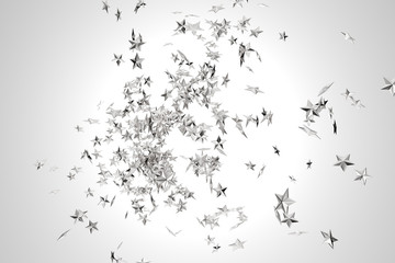 Abstract background with flying silver stars