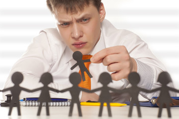 Boss looks at people