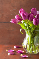 beautiful purple tulip flowers bouquet in vase