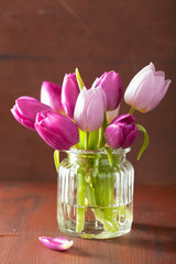 beautiful purple tulip flowers bouquet in vase