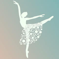 ballerina dancing, white silhouette, isolated vector, © ARTvektor