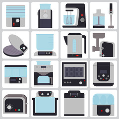 set of icons of small household appliances for the kitchen