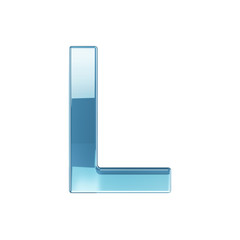 3d render of glass glossy transparent alphabet letter symbol - L