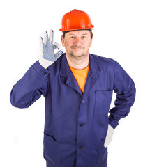 Worker with great sign.