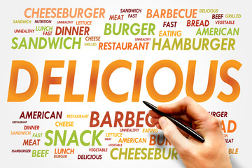 DELICIOUS word cloud, fast food concept