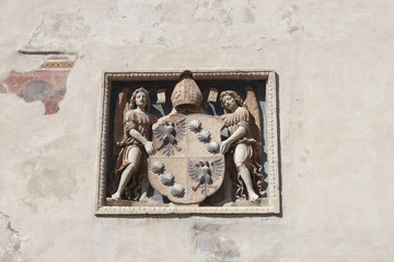 Coat of arms on the wall of the Town Hall