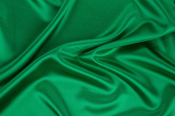 Close up of green silk texture.