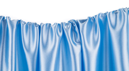 Close up of blue silk. Texture.
