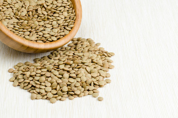 lentils, on table cloth, background, close up