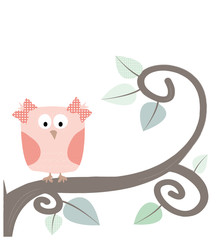 Little cute owl  on the branch / vectors