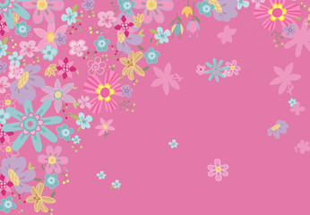 Colorful floral collection for greeting card
