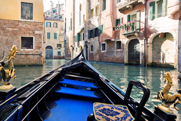 Fototapeta na wymiar On gondola on the Grand Canal in Venice. 