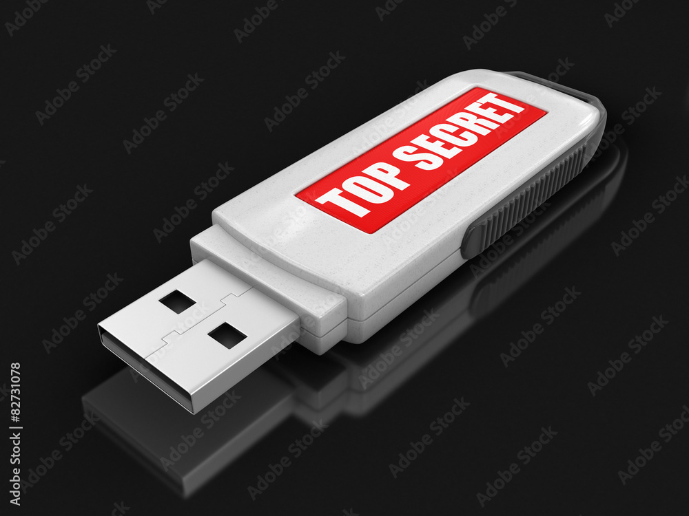Poster usb flash memory top secret (clipping path included)