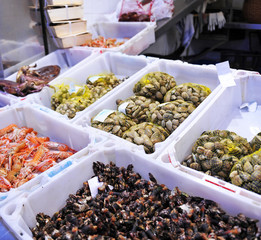Venta  de marisco, percebes, almejas