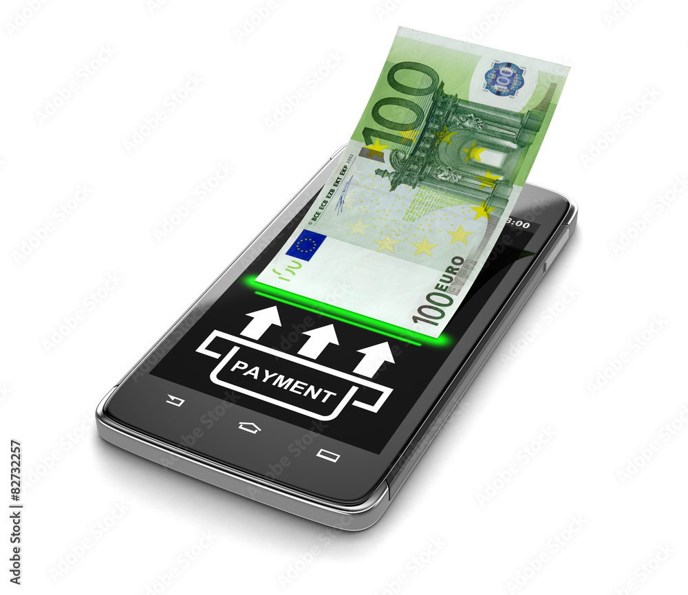 Poster touchscreen smartphone with dollar (clipping path included)