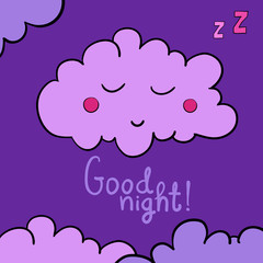 Cartoon sleeping cloud with zzz