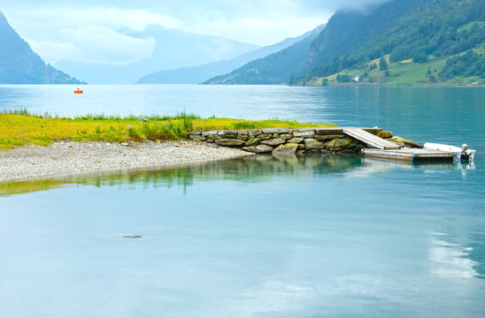 Summer fjord coast landscape (Norway).