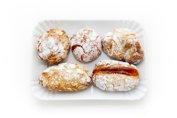 various Italian homemade cookies from the dough with almonds. si