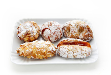 various Italian homemade cookies from the dough with almonds. si