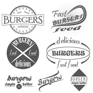 set of vintage fast food restaurant signs 
