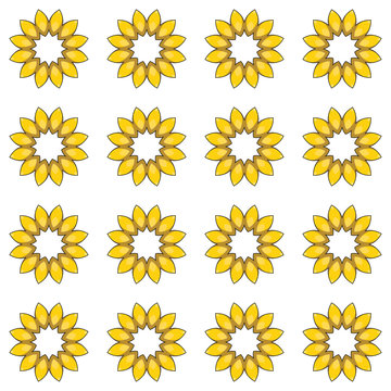 Seamless pattern with cartoon yellow flowers