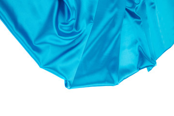Blue silk drapery texture. Close up.