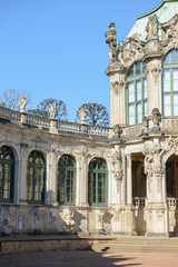 Nook near gallery toward Wall Pavilion of Zwinger, Dresden, Germ