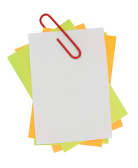 Multi color note with red paper clip