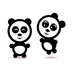 Two little cartoon Panda lovers