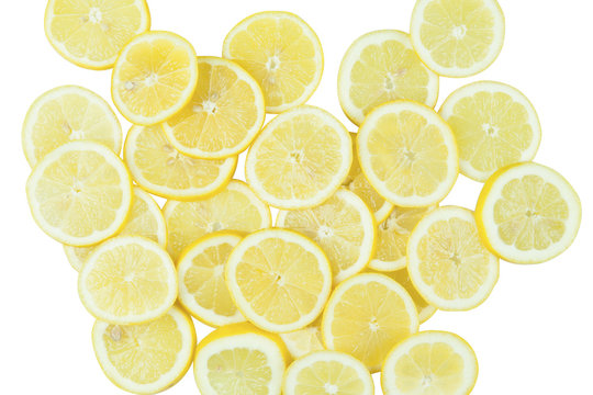 Sliced citrus fruits on a white background
