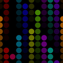 Color circles on black background seamless pattern