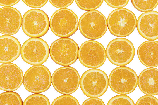 Sliced citrus fruits on a white background