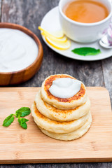 cheese pancake with soured cream