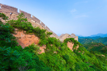 Great wall under sunshine during sunset